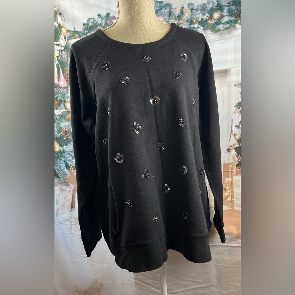 Tommy Bahama Size:XL Women Aruba  Embellished Crewneck Sweatshirt Long Sleeve